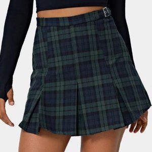 HALARA Everyday High Waisted 2-in-1 Plaid Pleated Activity Skirt